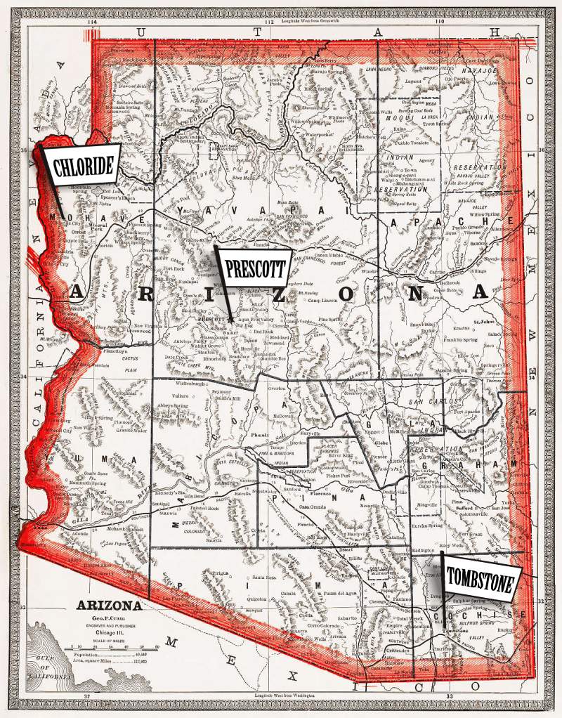 1883 Arizona map from the David Rumsey Historical Map Collection